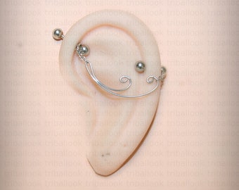 Industrial Piercing Jewelry with ornement in stainless steel wire