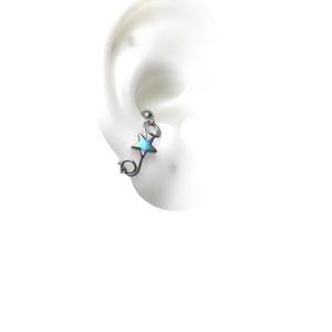 Piercing conque, barre en acier inoxydable 316L, avec étoile arc-en-ciel en hématite