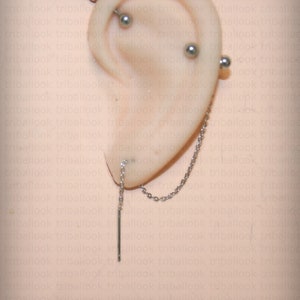 Industrial bars with chain, Helix to lobe chain, cartilage to lobe chain