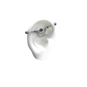 Industrial Barbell, Industrial piercing, Industrial bar, Industrial piercing, stainless bars, faceted labradorite stone