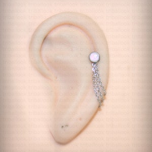 Helix or Conch  Earring Helix Piercing Helix Earring Helix Piercing  Piercing  Bar , Cartilage Piercing  with chains (dichoic pink-m1)