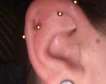 Industrial Barbells Cartilage bars, Tragus piercing, Helix piercing, Conch piercing, gold or silver color, 316L surgical steel, sold in pair