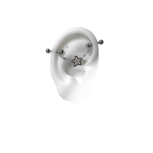 Industriële piercingsieraden met ketting en ster