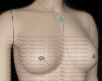 Nipples jewelry, Nipple piercing Jewelry, with howlite coin (m19)