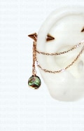 Industrial piercing jewelry with chains and mother of pearl (m7 mother of pearl)