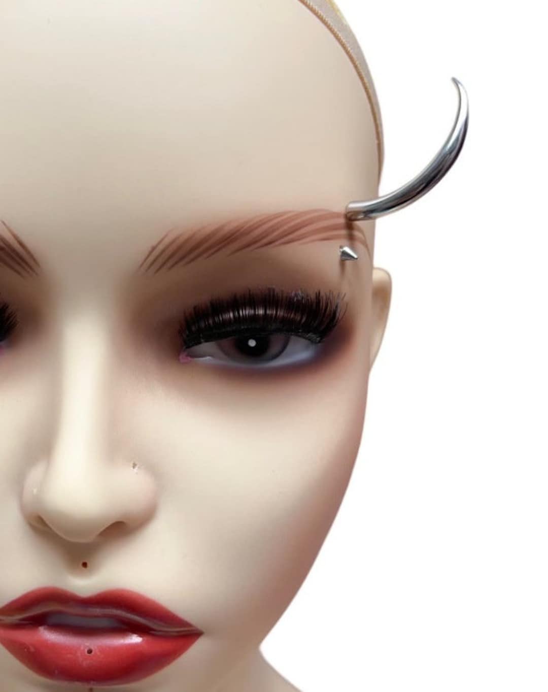 Eyebrows Barbells With Spike Ends and Curved Bar, Surgical Steel Curved