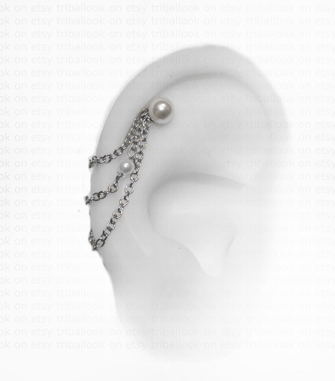 Helix or Conch Earring Helix Piercing Chains and Freshwater Etsy