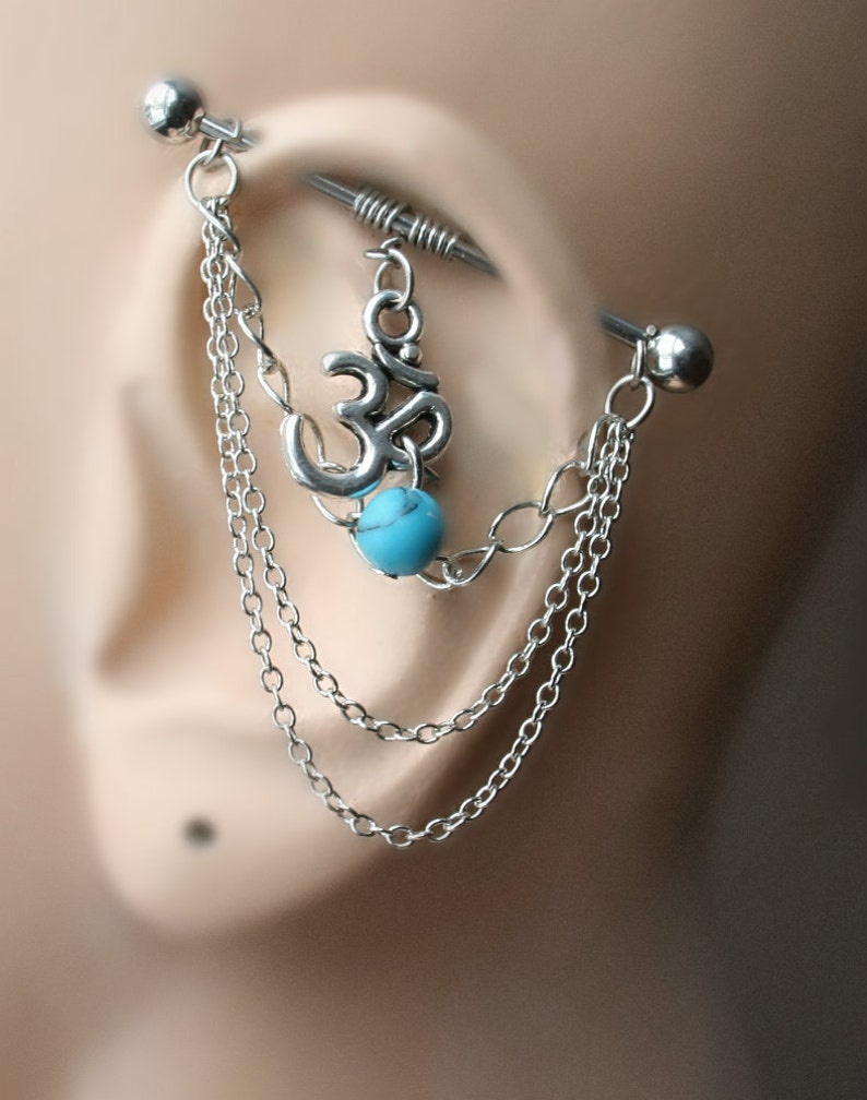 Industrial Barbell with chains Industrial piercing Jewelry Etsy