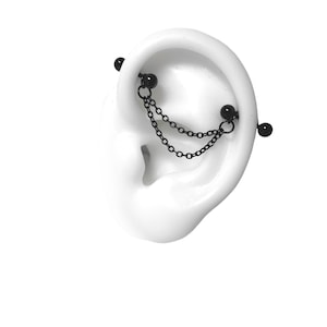 Industrial Piercing Schmuck mit kurzen Barbells und Ketten (m24 fein)