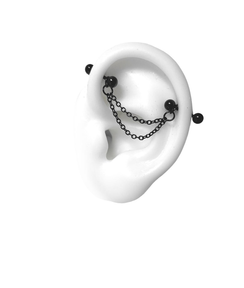 Industrial piercing jewelry with short barbells and chains  (m24 fine)