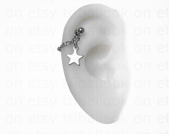 Helix piercing jewelry or conch piercing jewelry with minimalist star ( jf )