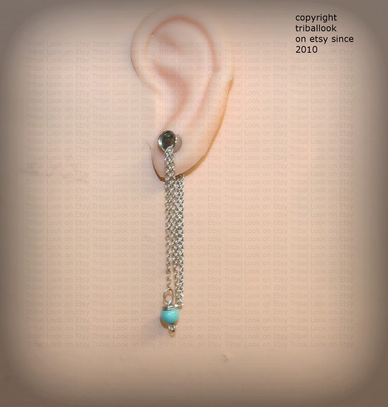 Dangle howlite Turquoise Ear plugs Dangle gauges silver Etsy