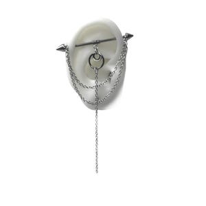 Industrial piercing jewelry with chains  (m19 spike ends)