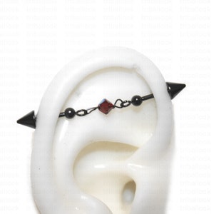 Industrial Piercing Jewelry bars with faceted  red glass cartilage bars