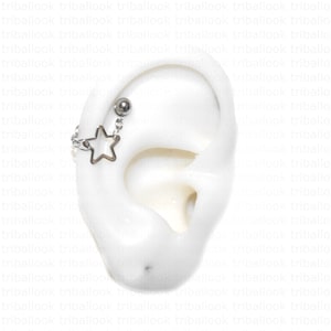Bijoux en forme d'hélice ou de conque avec barre de piercing et étoile en acier inoxydable 316L (L1)