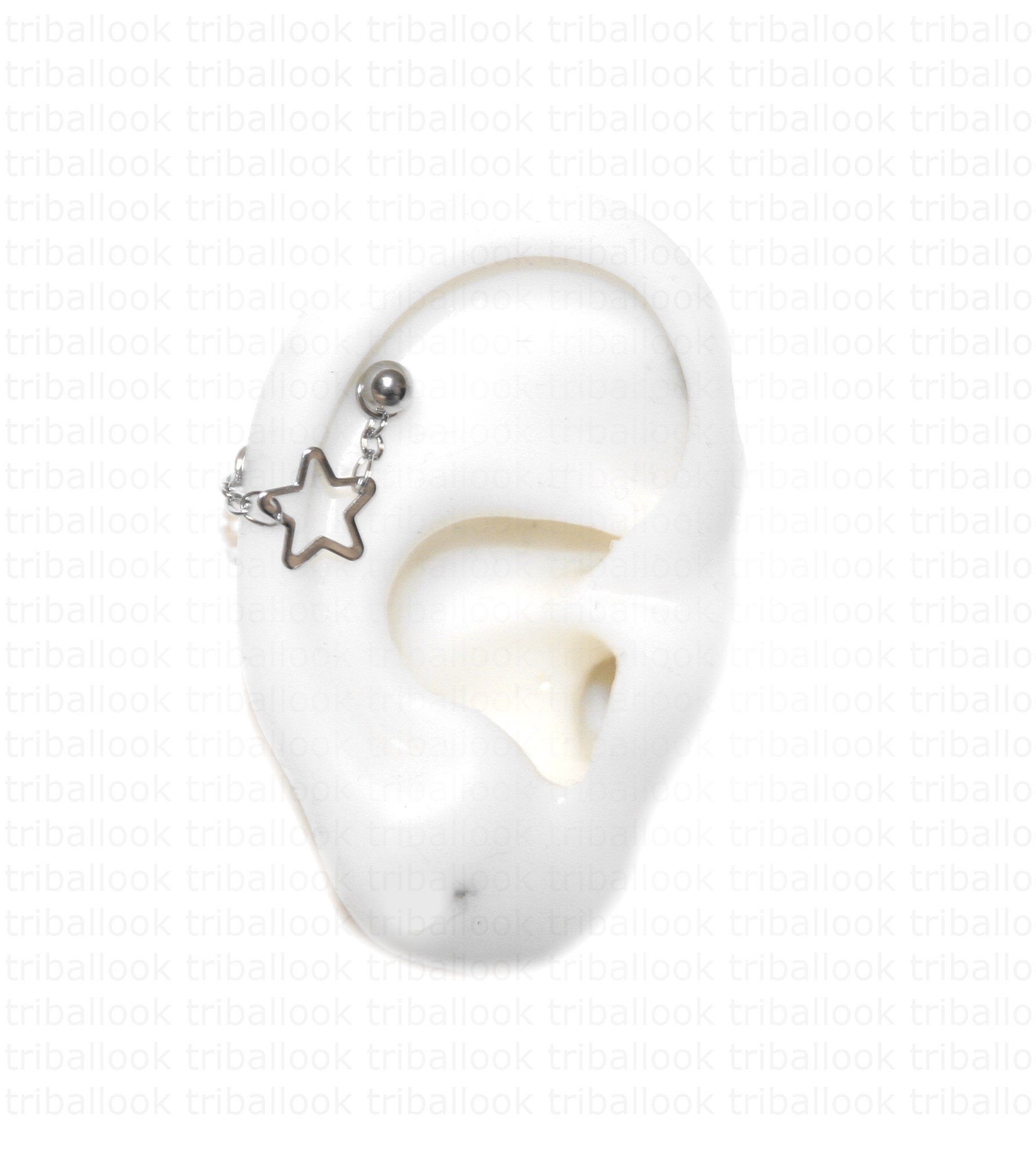 Helix or conch jewelry with 316L stainless steel piercing bar and star (L1)
