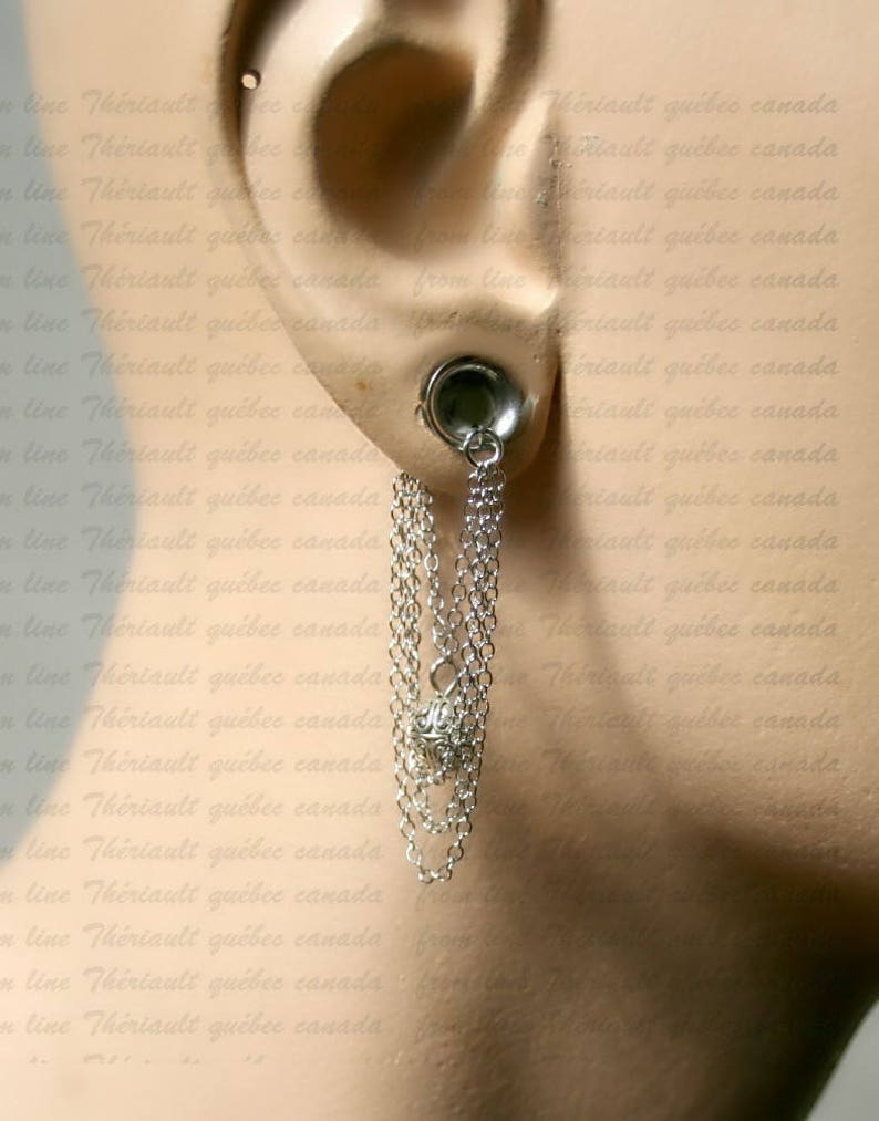 Dangle gauges silver tunnel Ear plugs Tunnel with pendant Wedding plugs m8 Bridal plugs