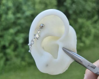Helix or Conch  Earring Helix Piercing Helix Earring Helix Piercing  Piercing  Bar , Cartilage Piercing  with star (m55)