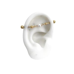 Industrial piercing jewelry with shell pearl, 316L  stainless steel piercing bars (6mm pearl)