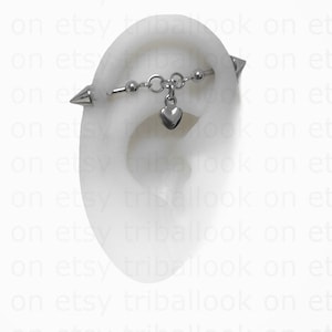 Industrial Barbell, Industrielles Piercing, Schmuck, Industrial Bar Ohrring, Industrial Piercing Kette, Ketten und Zapfen ende (m1 jf )