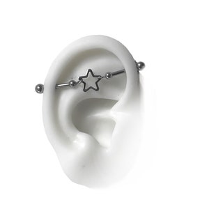 Barras industriais para piercing de cartilagem, joias para piercings industriais com estrelas e bolas com pontas redondas