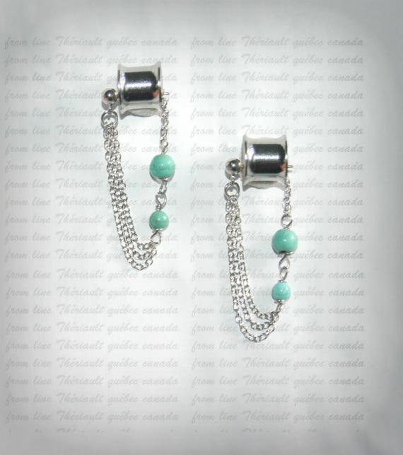 Ear plugs Dangle gauges silver tunnel Tunnel with pendant Etsy