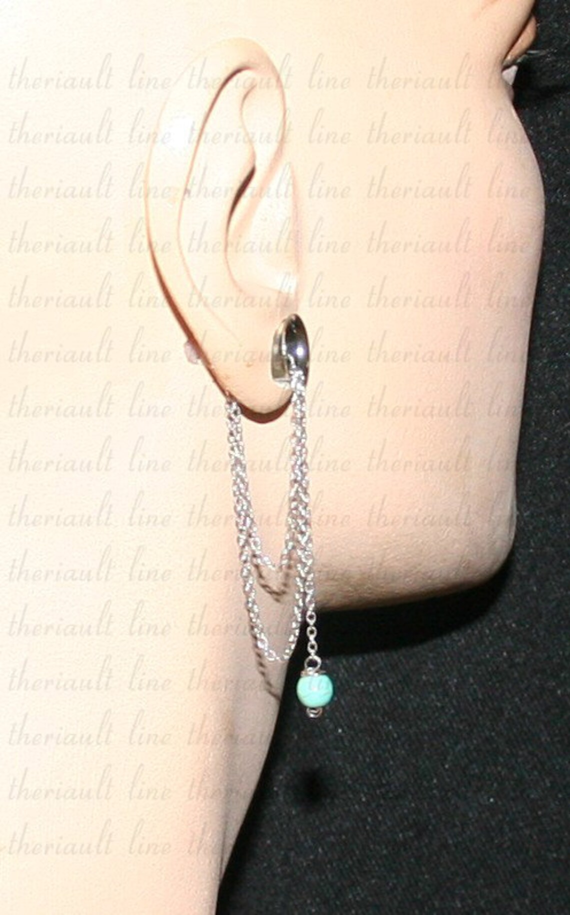 Dangle howlite Turquoise Ear plugs Dangle gauges silver Etsy