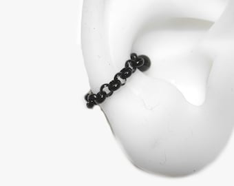 Helix or Conch  Earring Helix Piercing Helix Earring, Titanium or stainless barbells , Cartilage Piercing  with rolo black chain (17m)