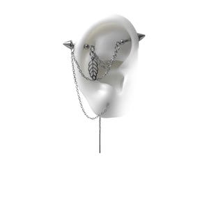 Industrial Piercing Schmuck mit Ketten , Knorpel an Lobe Kette mit Blatt (m44 feuille et CÔNES)
