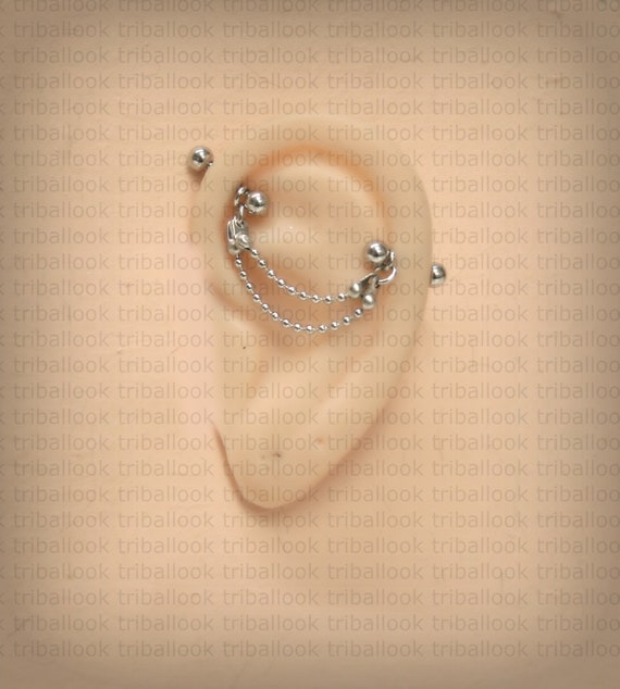 Jewelry Industrial Barbell m24+pearl Industrial bar earring Industrial Industrial piercing with a fresh water pearl