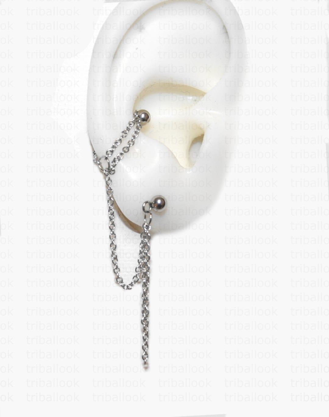 2 Piercings Industriels AoedeJ - Chaîne Et Hélix Acier Chirurgical 316L | 14G 26mm