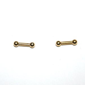 Industrial Barbells Cartilage bars, Tragus piercing, Helix piercing, Conch piercing, gold or silver color, 316L surgical steel, sold in pair