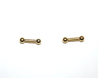 Industrial Barbells Cartilage bars, Tragus piercing, Helix piercing, Conch piercing, gold or silver color, 316L surgical steel, sold in pair