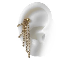 Helix jewelry with chains, helix piercing chains, cartilage jewelry,   gold tone (JF)