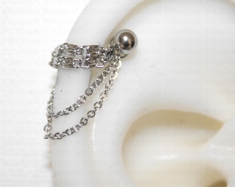Helix   Earring Helix Piercing Helix Earring Helix Piercing  Piercing  Bar , Cartilage Piercing  with chains