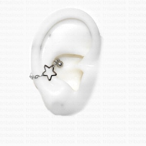 Bijoux en forme d'hélice ou de conque avec barre de piercing et étoile en acier inoxydable 316L (L1)