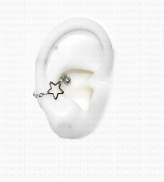 Helix or conch jewelry with 316L stainless steel piercing bar and star (L1)