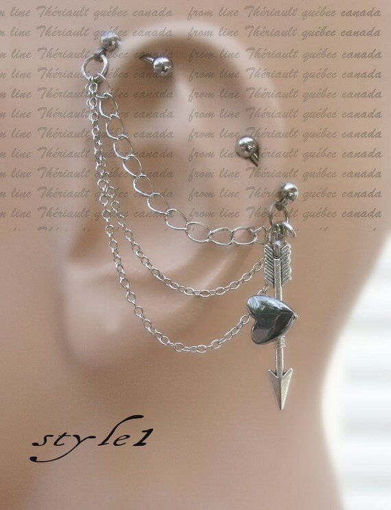 Arrow Industrial Barbell, Industrial piercing earring Industrial jewelry piercing Industrial barbell
