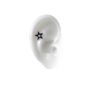 Helix piercing barbell, Helix piercing sieraden, roestvrij barbell staafje met zwarte of zilverkleurige ster (jf)