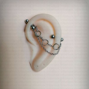 Industrial piercing jewelry with double chains (m34)