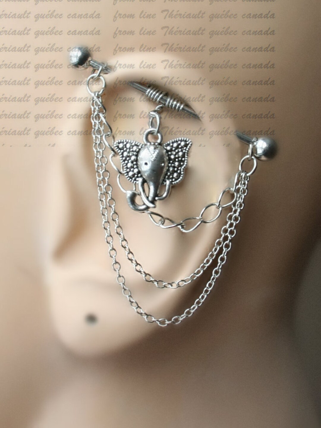 Industrial Barbell With Chains Industrial Piercing Jewelry Etsy