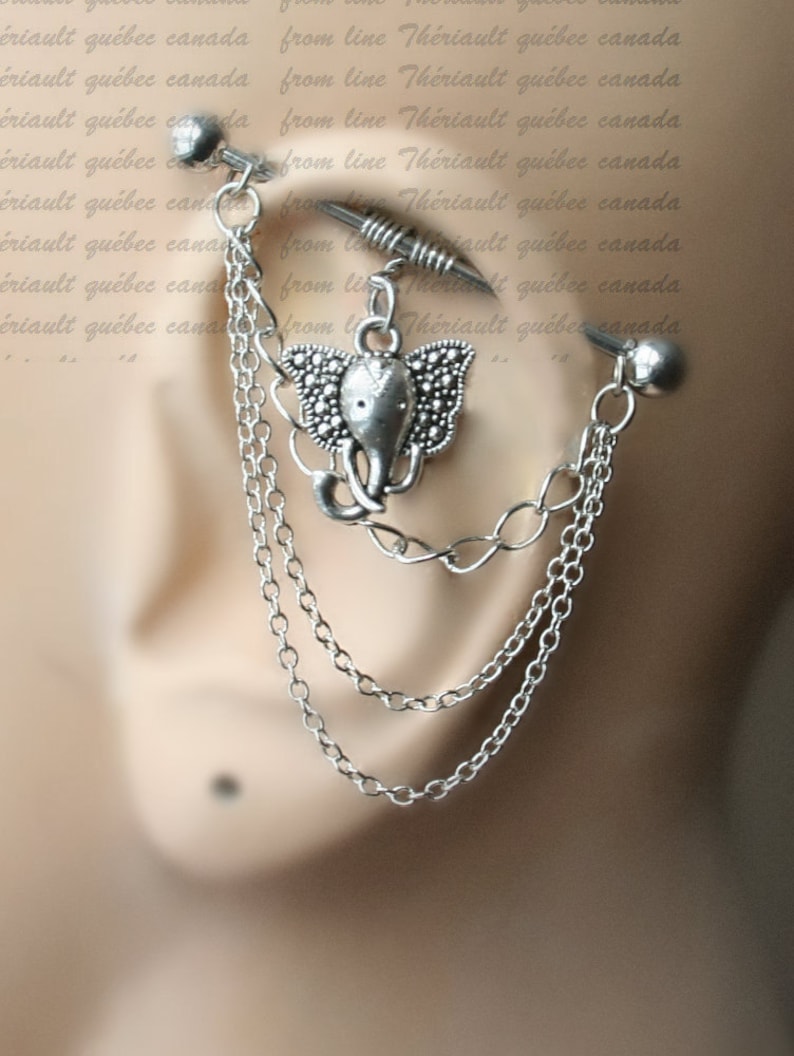 Industrial Barbell With Chains Industrial Piercing Jewelry Etsy