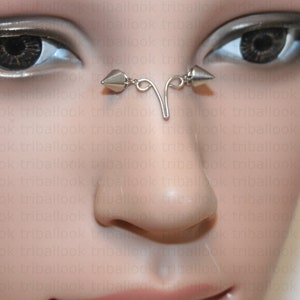 Nasallang, high nostril jewelry, bridge piercing jewelry, eyebrow jewelry, cone-shaped end balls cones image 1