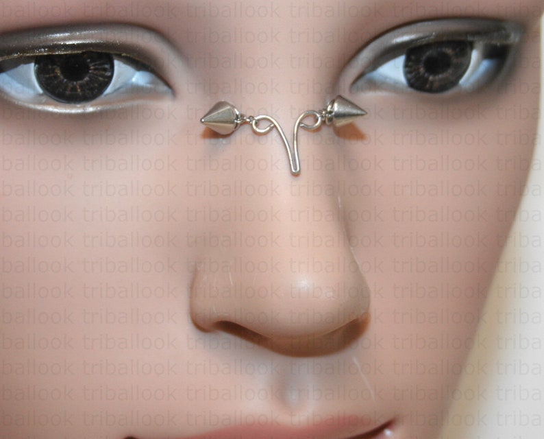 Nasallang, high nostril jewelry, bridge piercing jewelry, eyebrow jewelry, cone-shaped end balls cones image 1