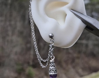 Joya en forma de concha o hélice con piedra de amatista, (mm91 sauf top)