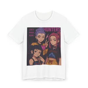 Kpop Demon Hunters T-shirt Gift For Woman,Jinu Manga Shirt,Kpop Huntrix Pin,Demon Hunter Merch,Saja Girls Fan Poster, Kpop Shirt