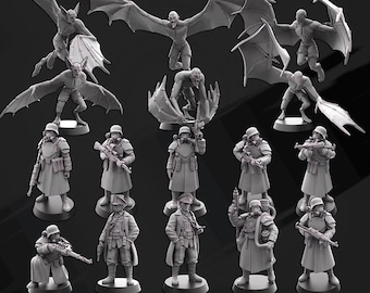 Weird War Infantry Platoon – Complete Set (16 Miniatures) – 28mm 32mm WW2 - Tabletop Wargame Konflikt 47 / Bolt Action Proxy
