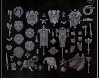 Grimdark Bit Set Lobos Escandinavia – Paquete de miniaturas proxy para juegos de guerra de mesa