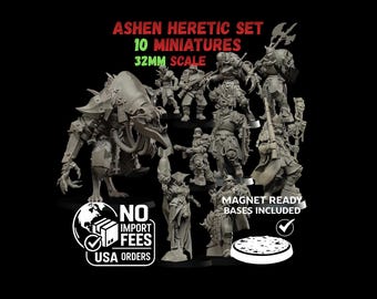 Grimdark Trench Warfare Heretic Ashen Complete Army – 32mm Resin Proxy Miniatures Warband(USA PDDP Paid)