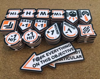 Tabletop Wargame Tokens Set with Storage Box – Hit Wound Status Markers for Games – Objective Markers for Sci-Fi Fantasy Wargaming
